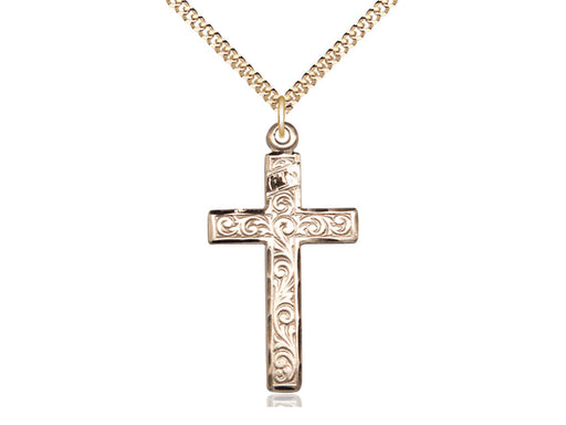 Swirl Cross Pendant with Curb Chain Keep God in Life