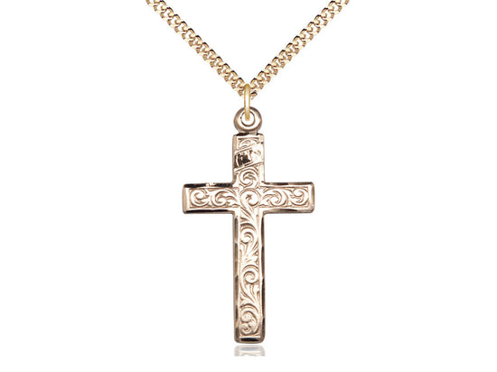 Swirl Cross Pendant with Curb Chain Keep God in Life