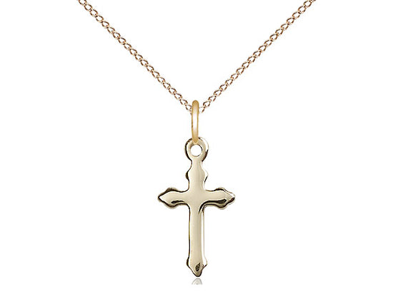 Budded Cross Pendant with Curb Chain Keep God in Life