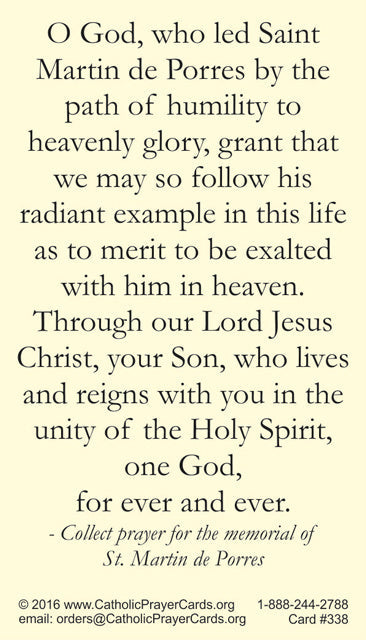 St. Martin De Porres Prayer Card, 10-Pack