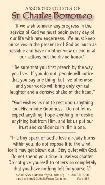 St. Charles Quotes Prayer Card, 10-Pack