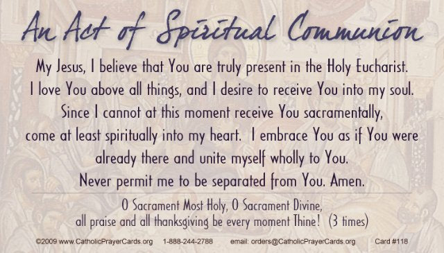 Last Supper, An Act of Spiritual Communion LAMINATED Prayer Card, 5-Pack