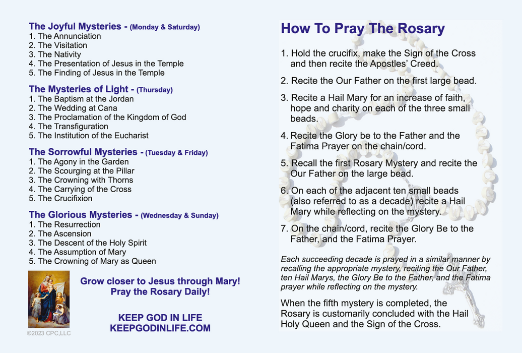 How to Pray the Rosary LAMINATED Jumbo Prayer Card, 3-Pack