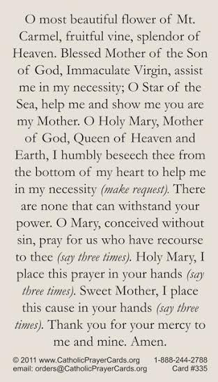 Our Lady of Mount Carmel Prayer Card, 10-Pack