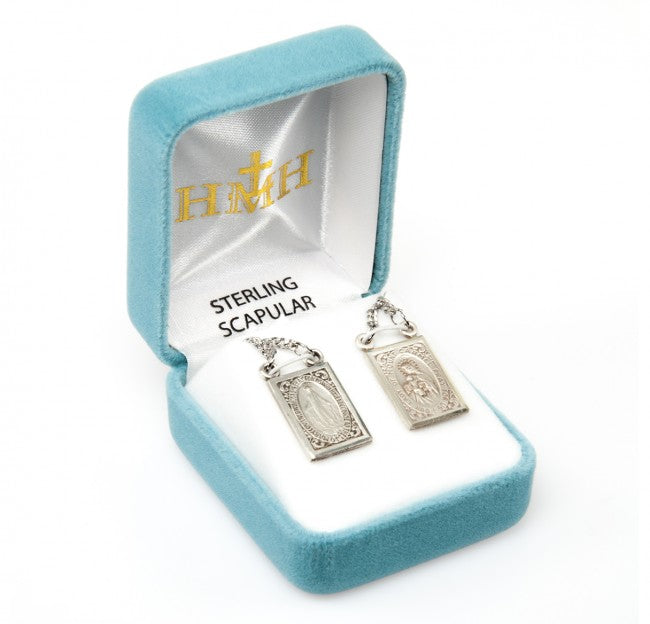 Sterling Silver Scapular Necklace Two Piece Miraculous Medals