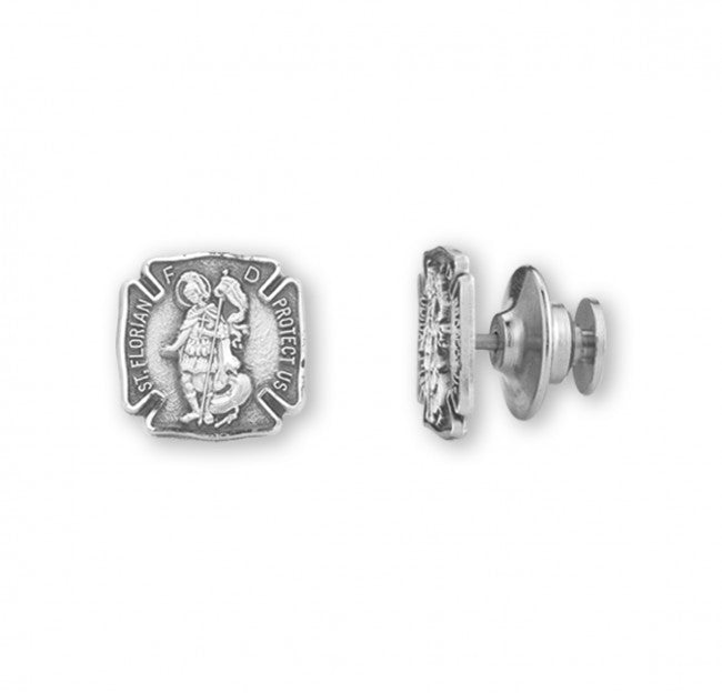 St. Florian Sterling Silver Lapel Pin Keep God in Life