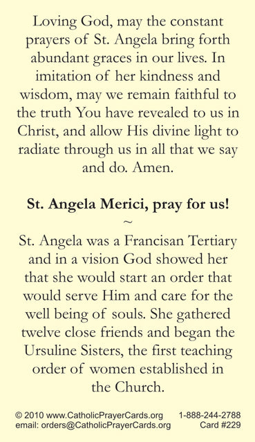 St. Angela Merici Prayer Card, 10-Pack