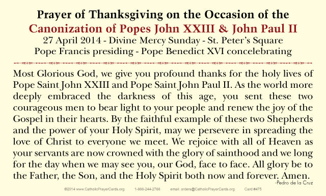 Pope John Paul II and Pope John XXIII Prayer Card, 10-Pack Keep God in Life