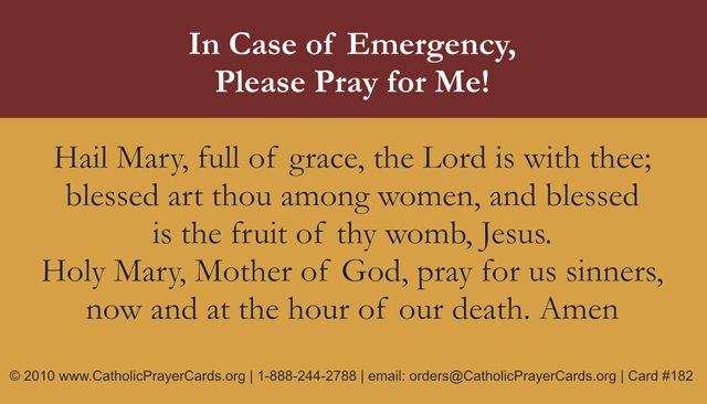 Catholic Emergency Prayer Card, 10-Pack Keep God in Life
