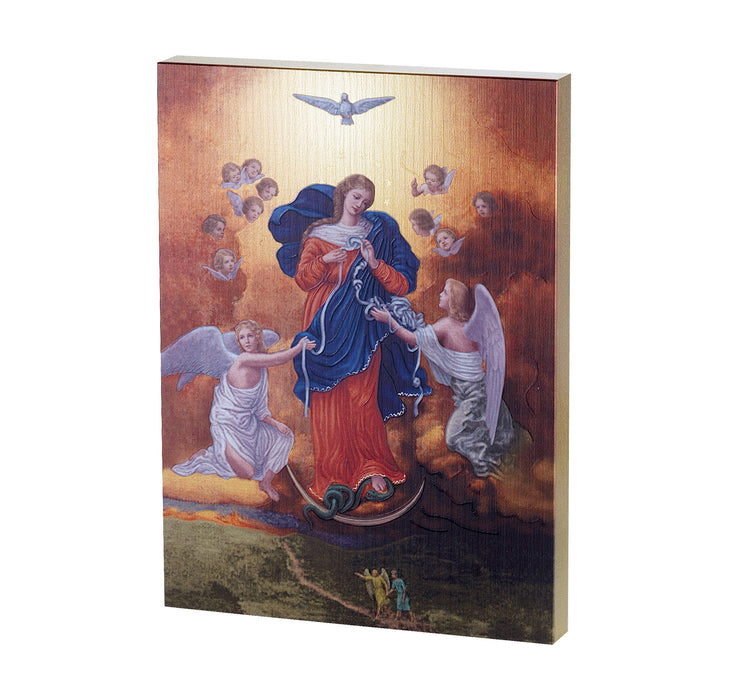 Our Lady Untier of Knots Textured Wood Keep God in Life