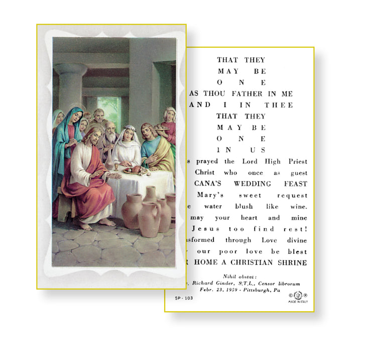 Wedding at Cana Holy Card Keep God in Life