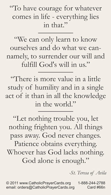 St. Teresa of Avila Prayer Cards (10 Pack) Keeping God in Sports