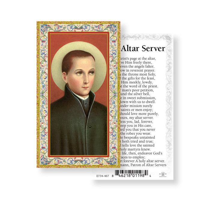 An Altar Server Gold-Stamped Holy Card Keep God in Life