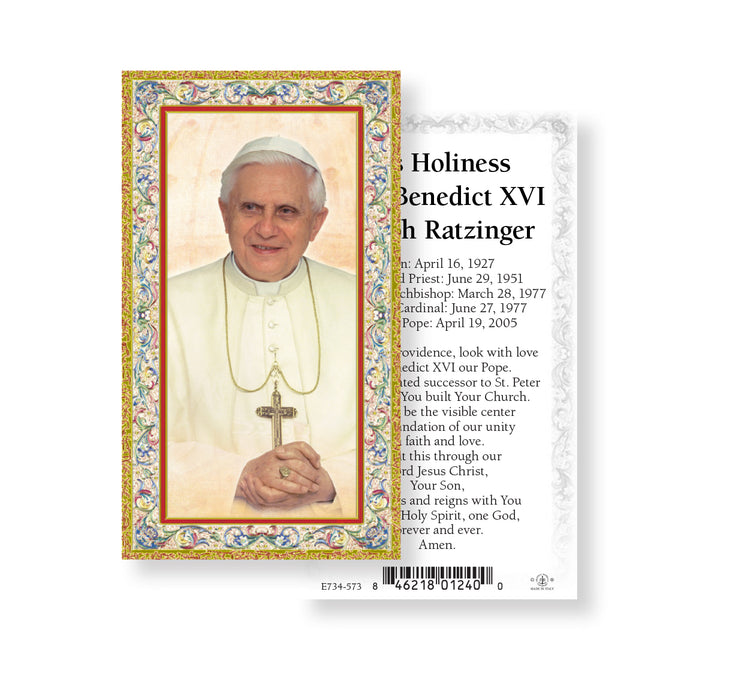 Pope Benedict XVI Gold-Stamped Holy Card Keep God in Life