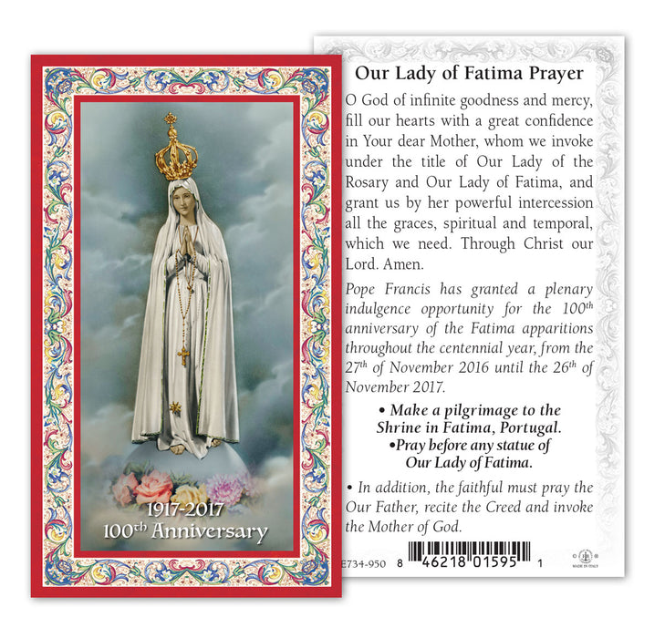 Our Lady of fatima 100th Anniversary Gold-Stamped Holy Card Keep God in Life