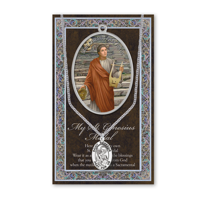 Saint Genesius Biography Pamphlet and Patron Saint Medal Keep God in Life