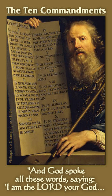 Ten Commandments LAMINATED Prayer Card, 5-Pack Keep God in Life
