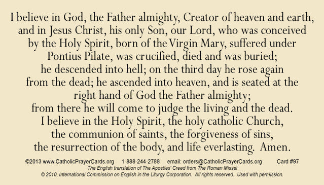 Apostle's Creed Prayer Card, 10-Pack Keep God in Life