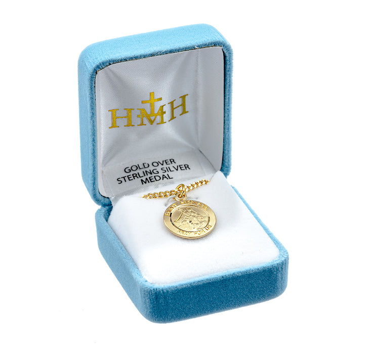 Patron Saint Michael Round Gold Over Sterling Silver Medal Keep God in Life