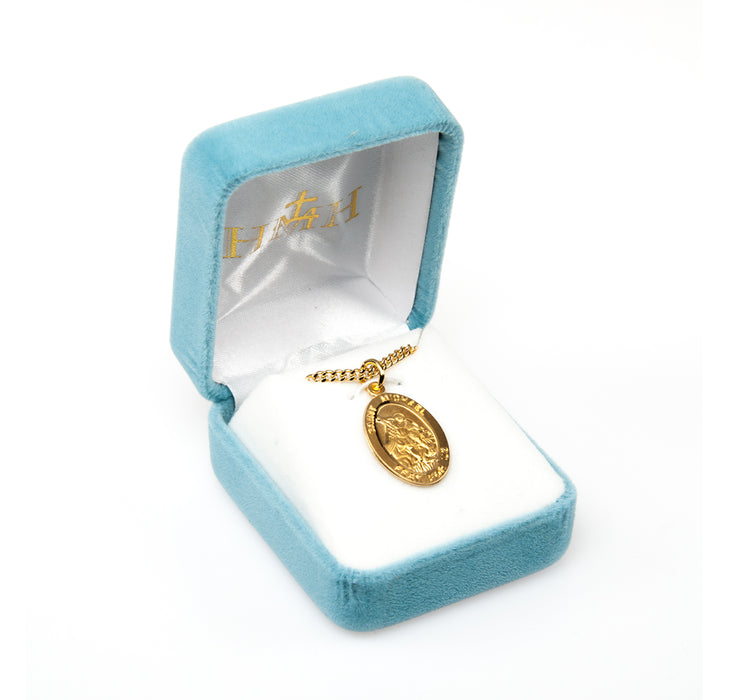 Patron Saint Michael Oval Gold Over Sterling Silver Medal Keep God in Life