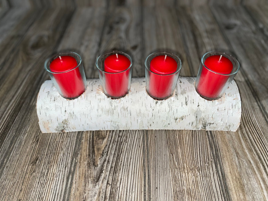 White Birch Candle Display, 4 Candles Included Keep God in Life