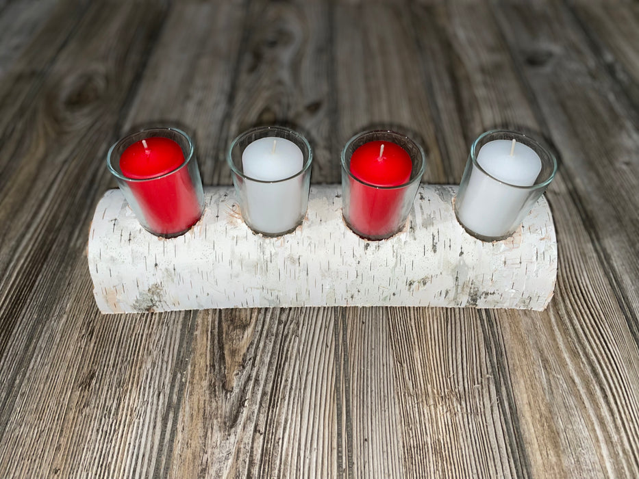 White Birch Candle Display, 4 Candles Included Keep God in Life