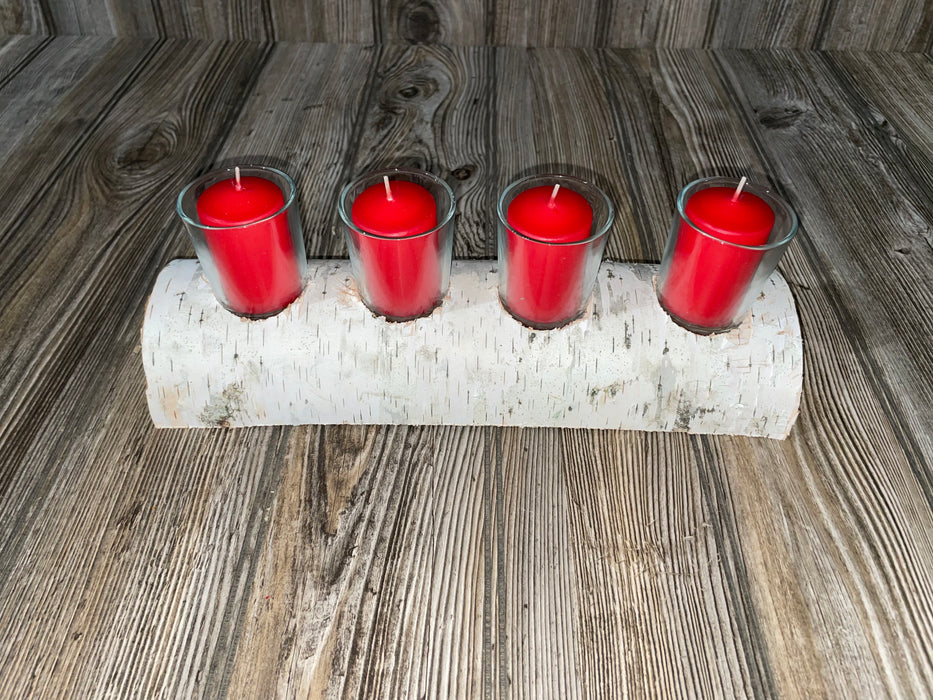 White Birch Candle Display, 4 Candles Included Keep God in Life