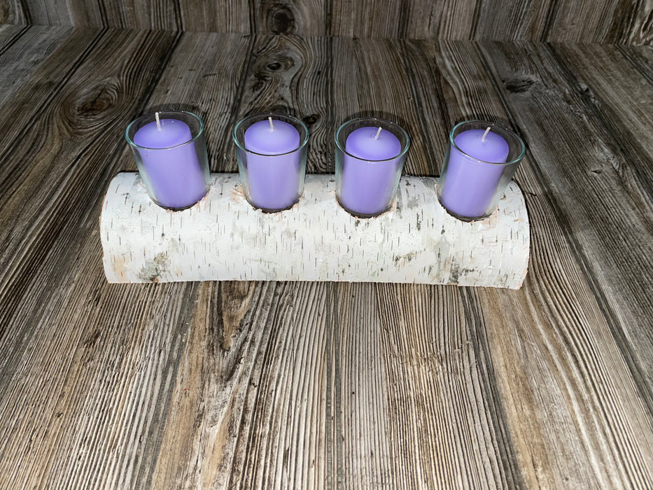 White Birch Candle Display, 4 Candles Included Keep God in Life