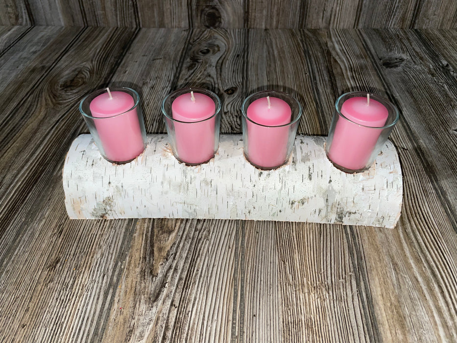 White Birch Candle Display, 4 Candles Included Keep God in Life