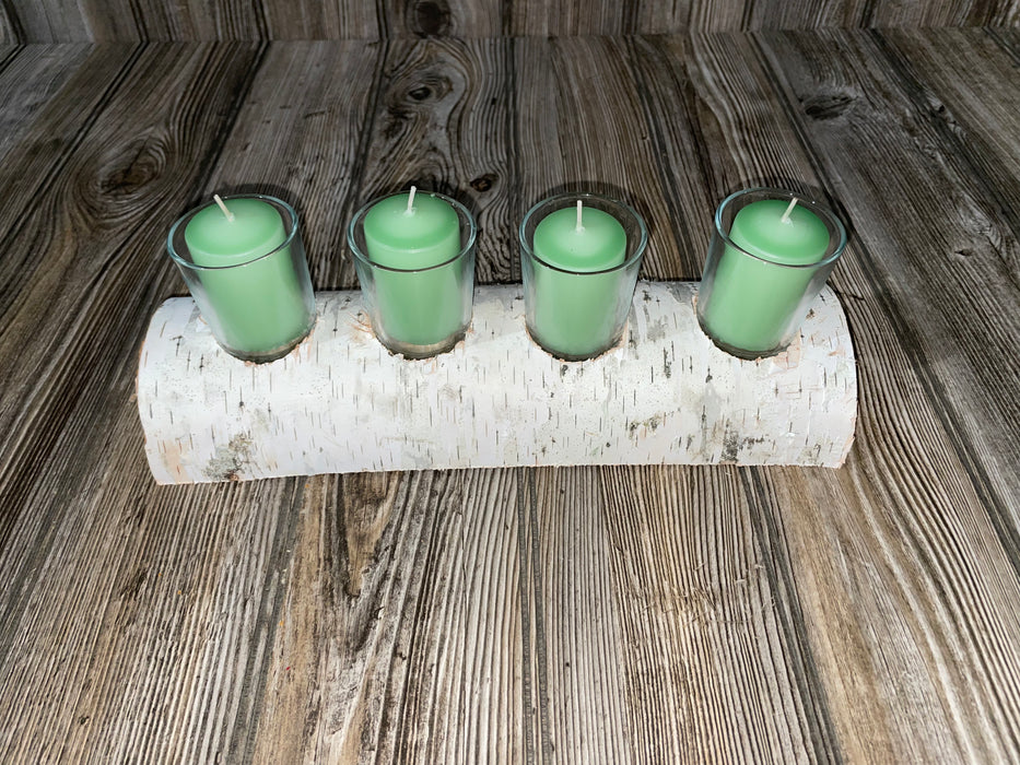 White Birch Candle Display, 4 Candles Included Keep God in Life