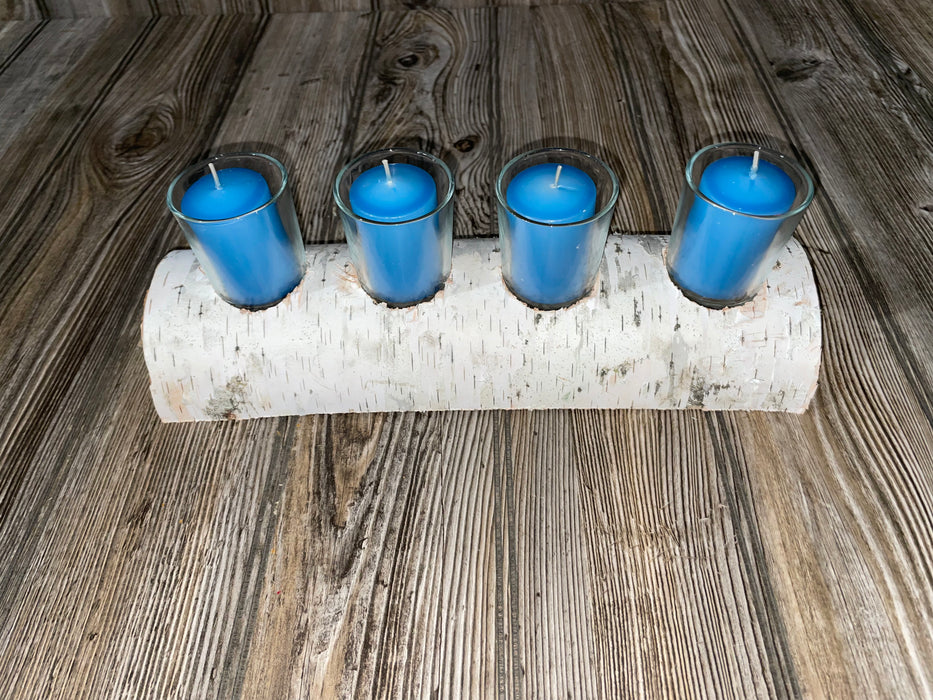 White Birch Candle Display, 4 Candles Included Keep God in Life