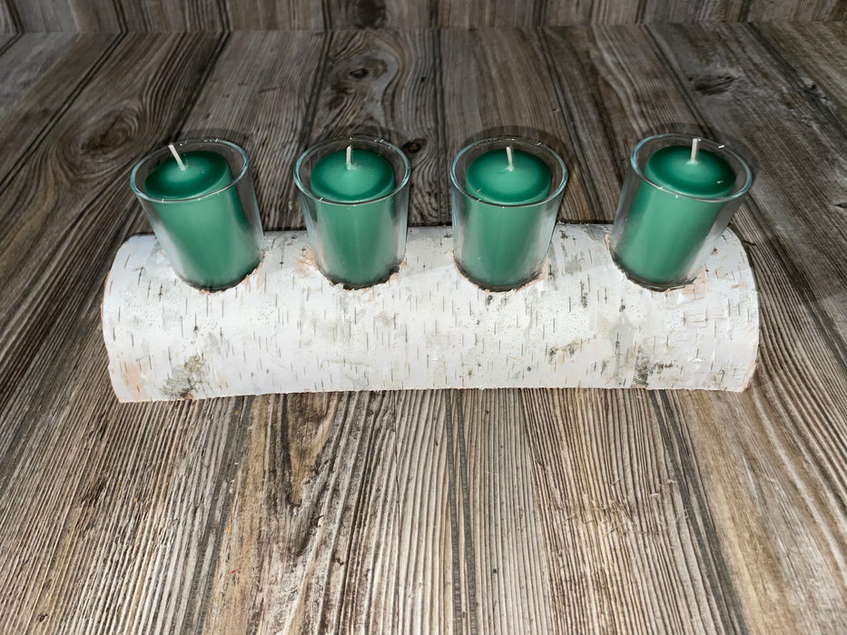 White Birch Candle Display, 4 Candles Included Keep God in Life