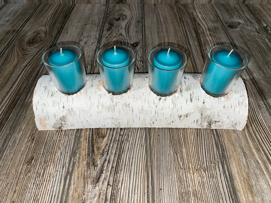 White Birch Candle Display, 4 Candles Included Keep God in Life