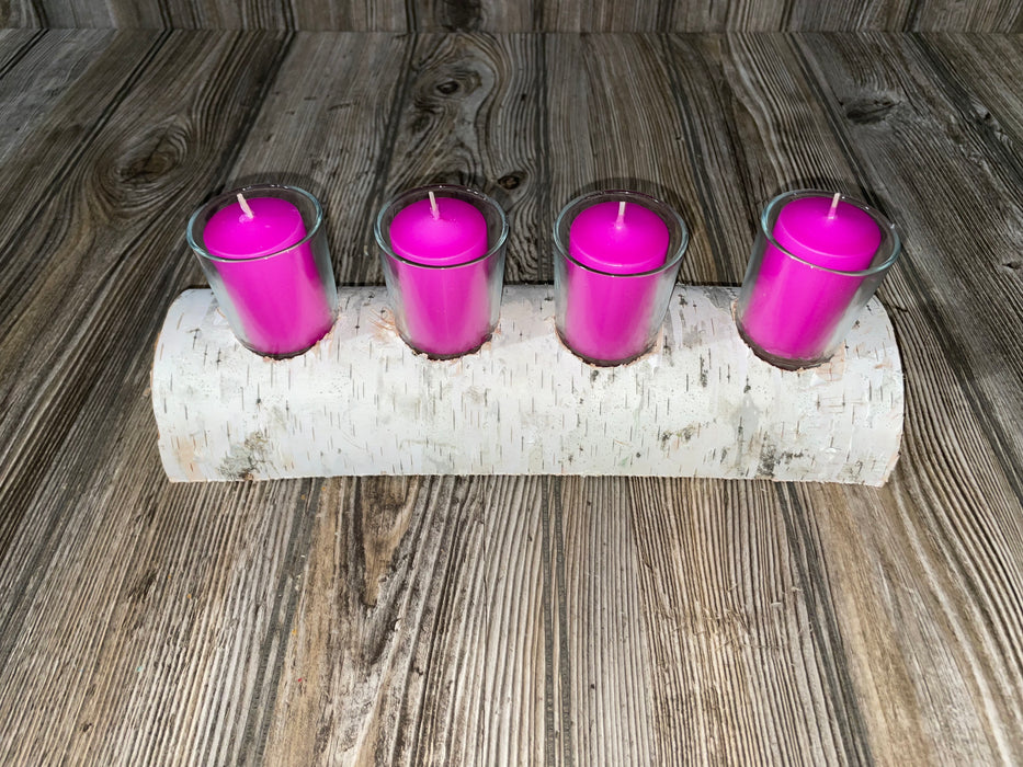 White Birch Candle Display, 4 Candles Included Keep God in Life