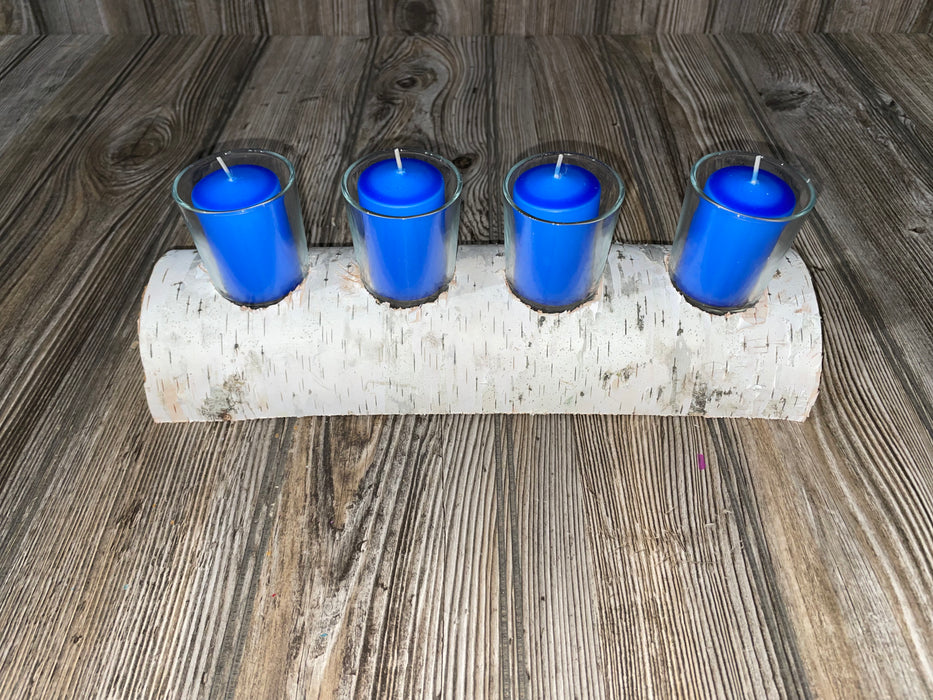 White Birch Candle Display, 4 Candles Included Keep God in Life