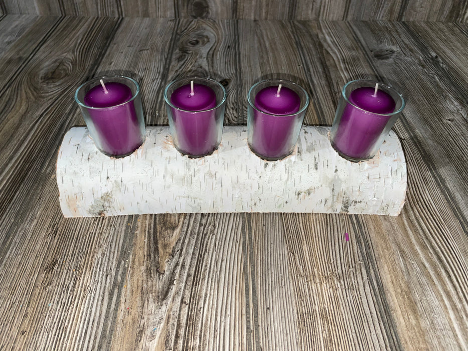 White Birch Candle Display, 4 Candles Included Keep God in Life