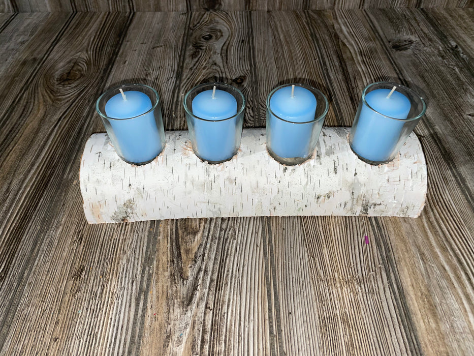 White Birch Candle Display, 4 Candles Included Keep God in Life