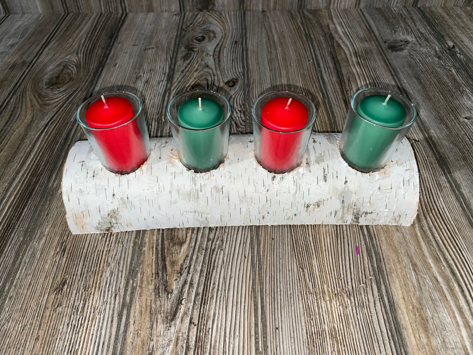 White Birch Candle Display, 4 Candles Included Keep God in Life