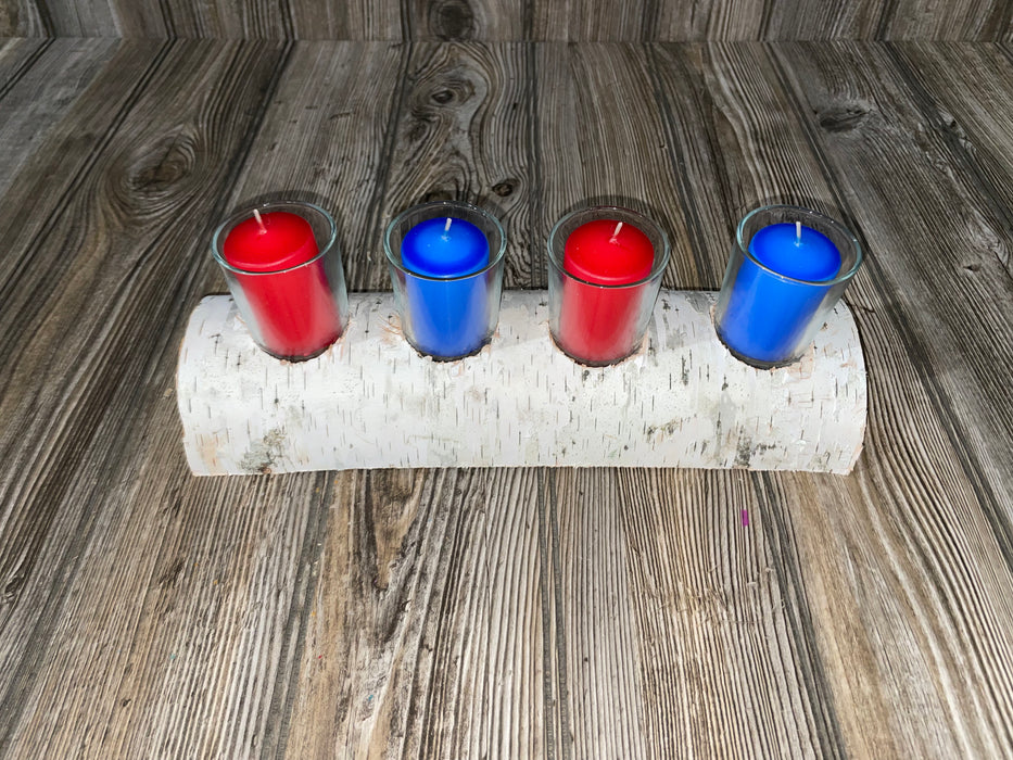 White Birch Candle Display, 4 Candles Included Keep God in Life