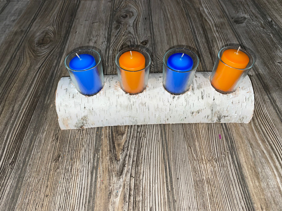 White Birch Candle Display, 4 Candles Included Keep God in Life