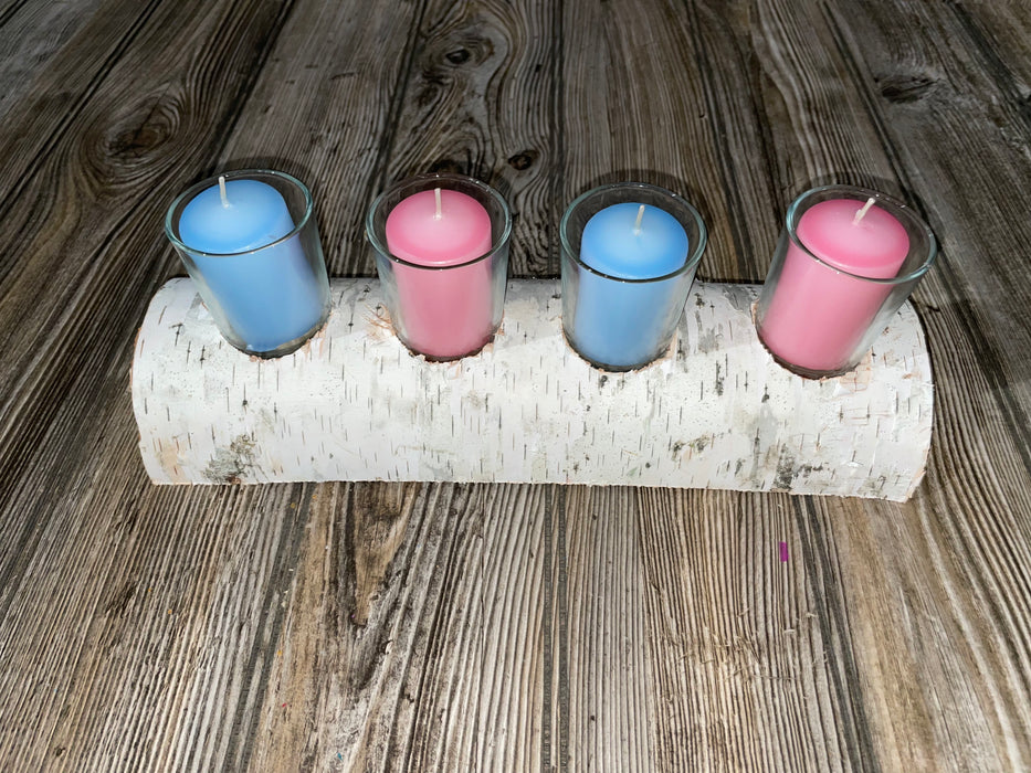 White Birch Candle Display, 4 Candles Included Keep God in Life