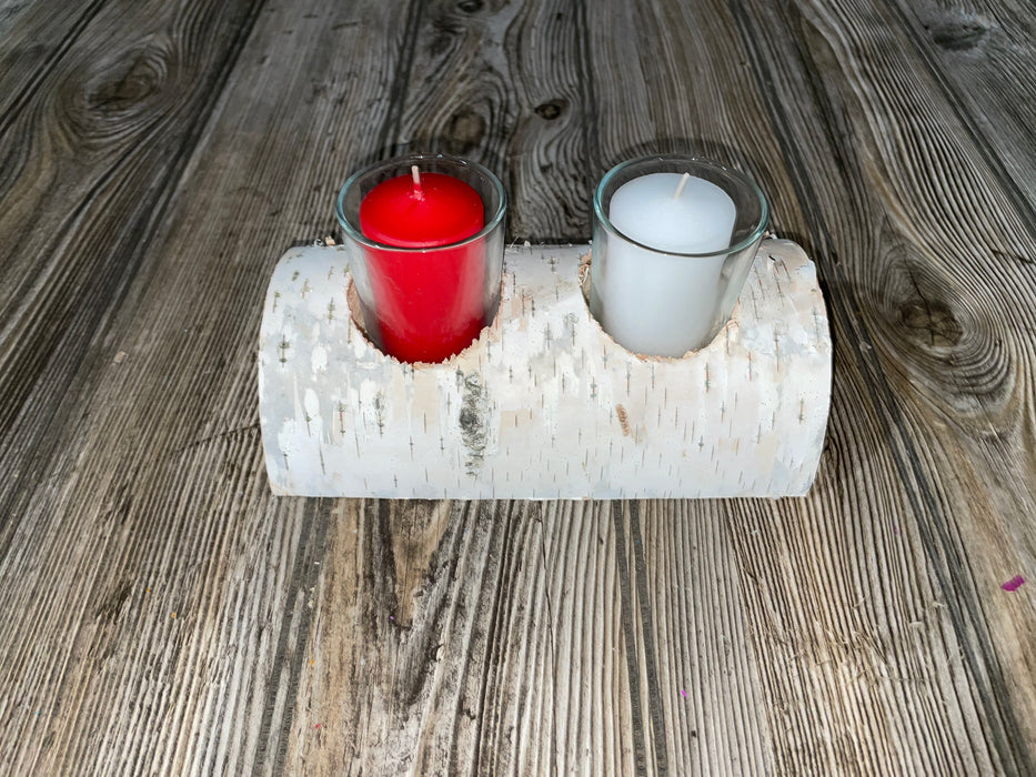 White Birch Candle Display, 2 Candles Included Keep God in Life
