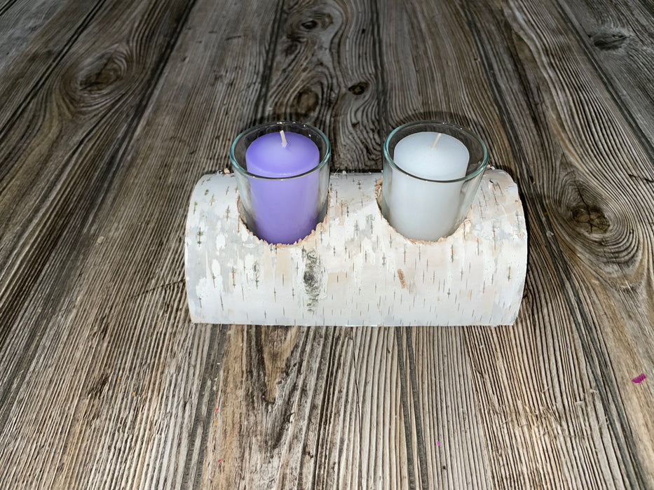 White Birch Candle Display, 2 Candles Included Keep God in Life