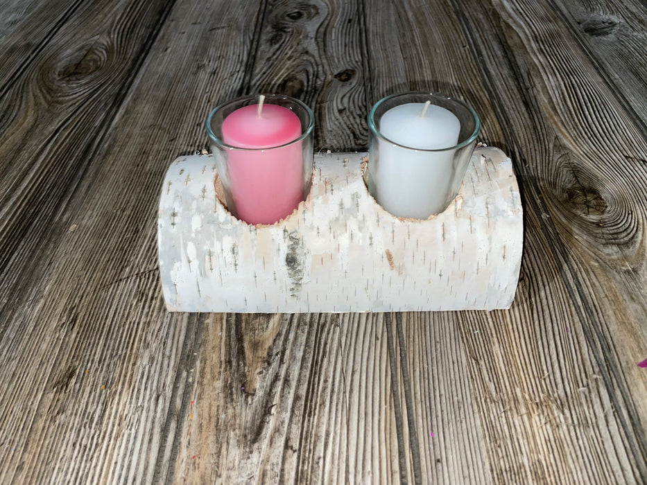 White Birch Candle Display, 2 Candles Included Keep God in Life