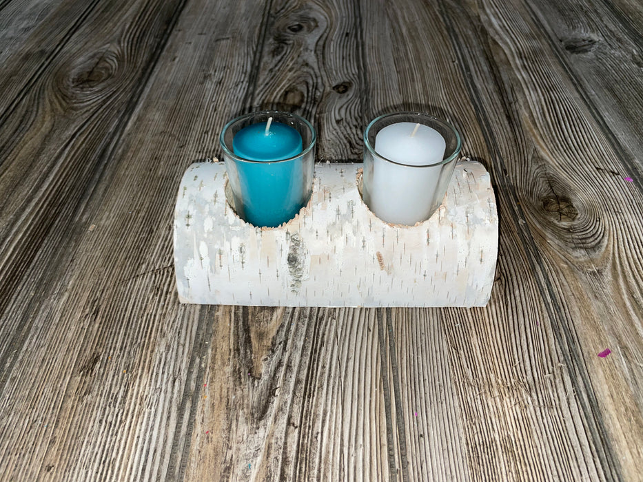 White Birch Candle Display, 2 Candles Included Keep God in Life