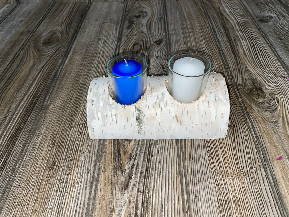 White Birch Candle Display, 2 Candles Included Keep God in Life