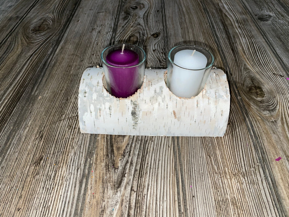 White Birch Candle Display, 2 Candles Included Keep God in Life