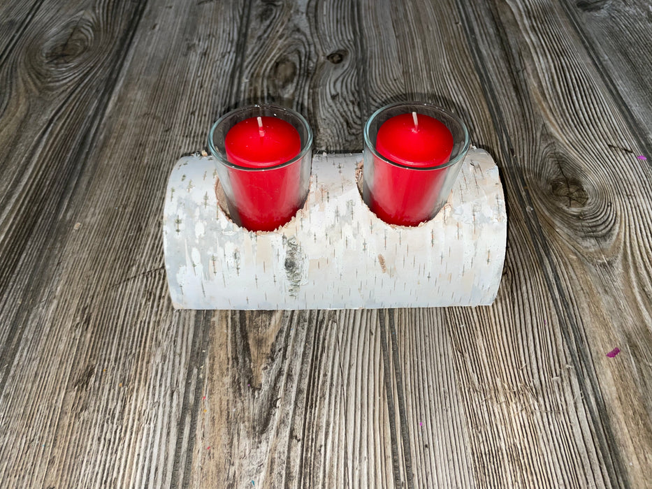 White Birch Candle Display, 2 Candles Included Keep God in Life