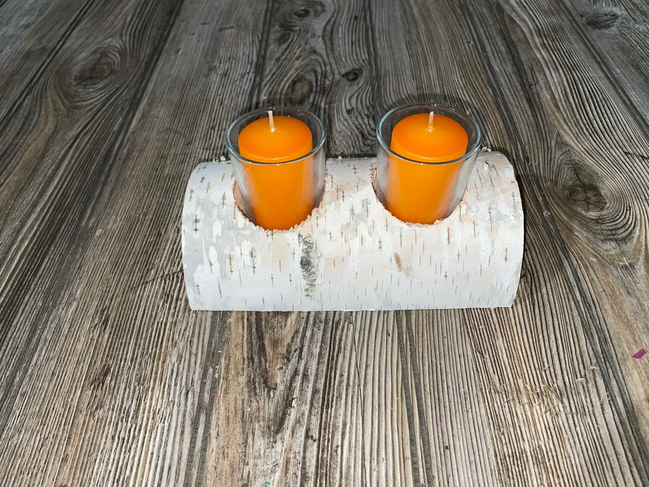 White Birch Candle Display, 2 Candles Included Keep God in Life