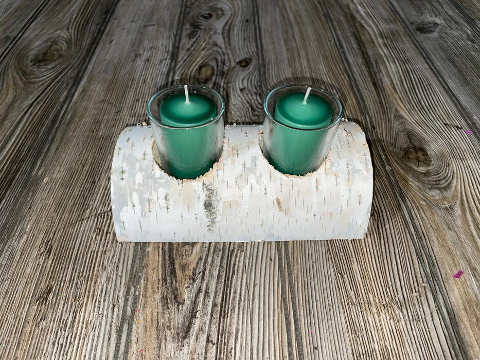White Birch Candle Display, 2 Candles Included Keep God in Life